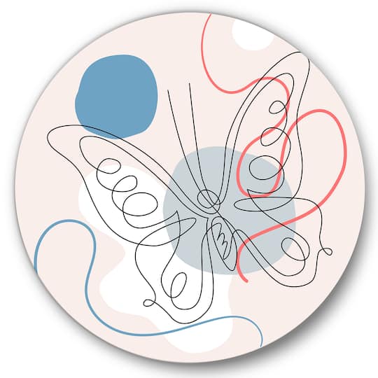 Designart - Butterfly One Line Drawing On Cubism Shapes III